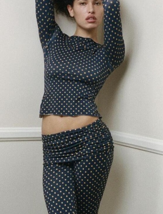 Miaou Tops - Miaou Amelia Top Navy Polka Dot Long Sleeve
